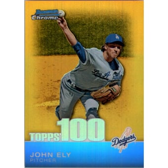 2010 Bowman Chrome Topps 100 Prospects Gold Refractors #TPC61 John Ely