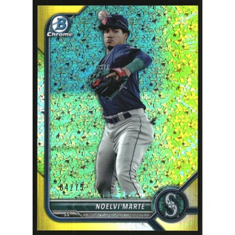 2022 Bowman Chrome Prospects Yellow Mini-Diamond Refractors #BCP63 Noelvi Marte