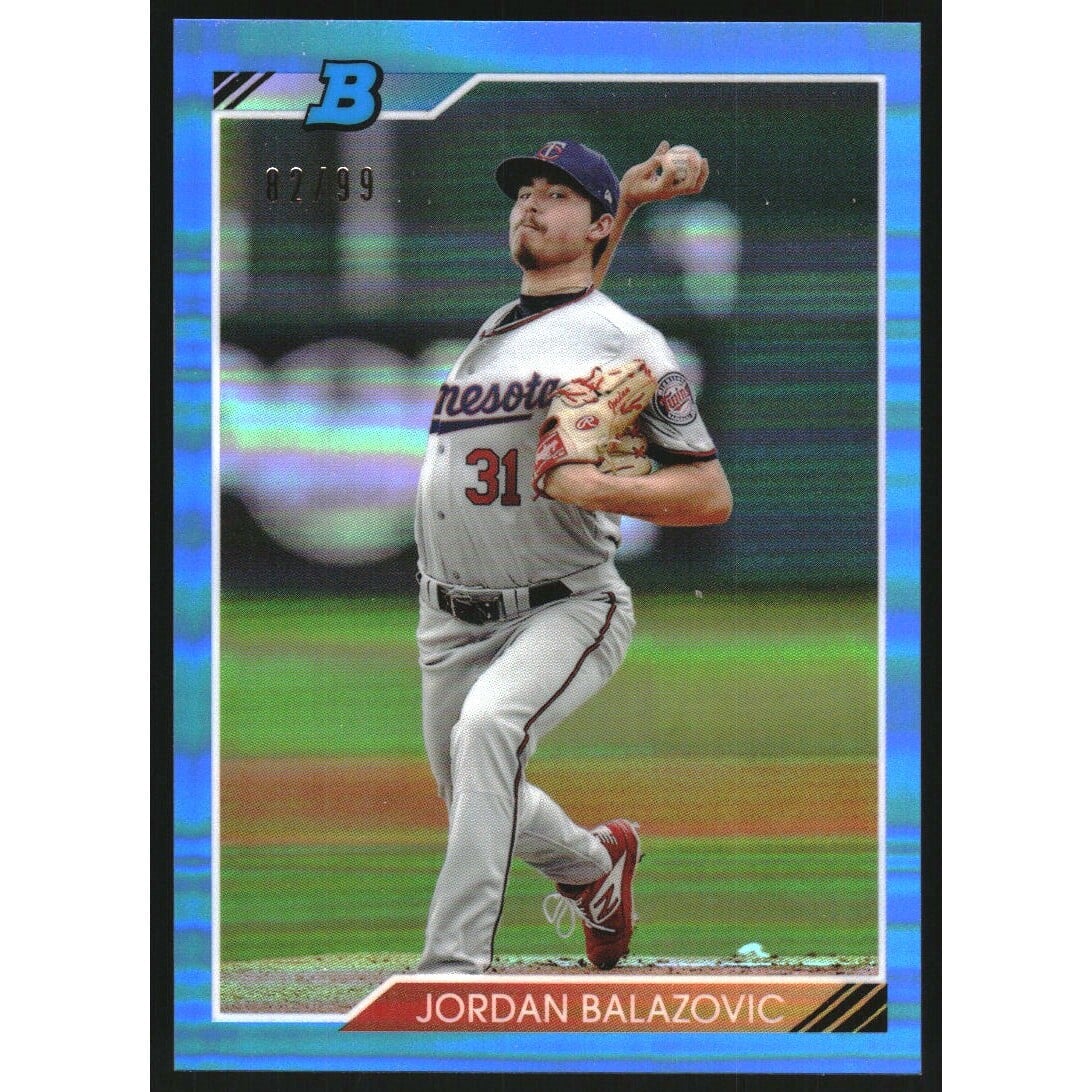 2020 Bowman Heritage Chrome Prospects Blue Refractors #92CPBLZ Jordan Balazovic. rookie card picture