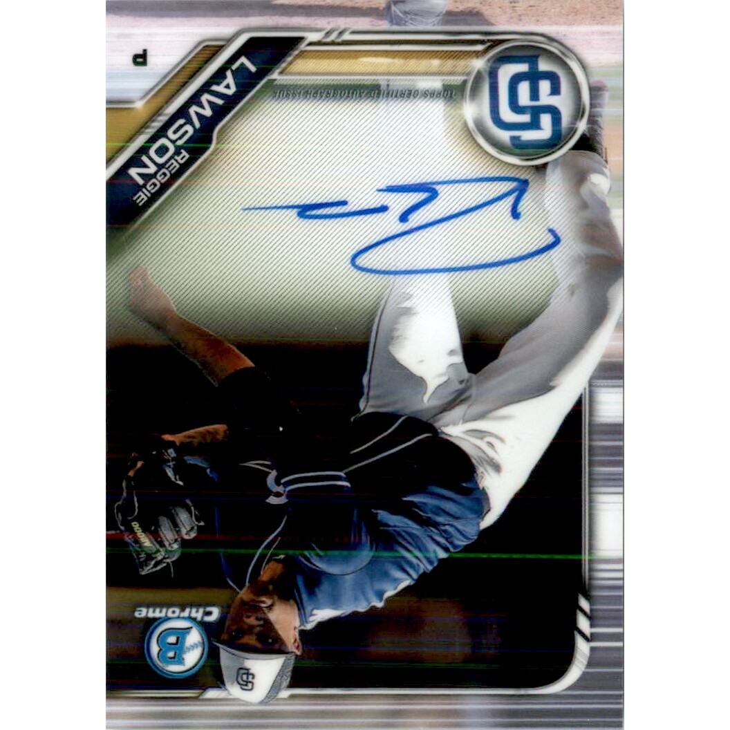 2019 Bowman Chrome Prospect Autographs #CPARL Reggie Lawson. rookie card picture
