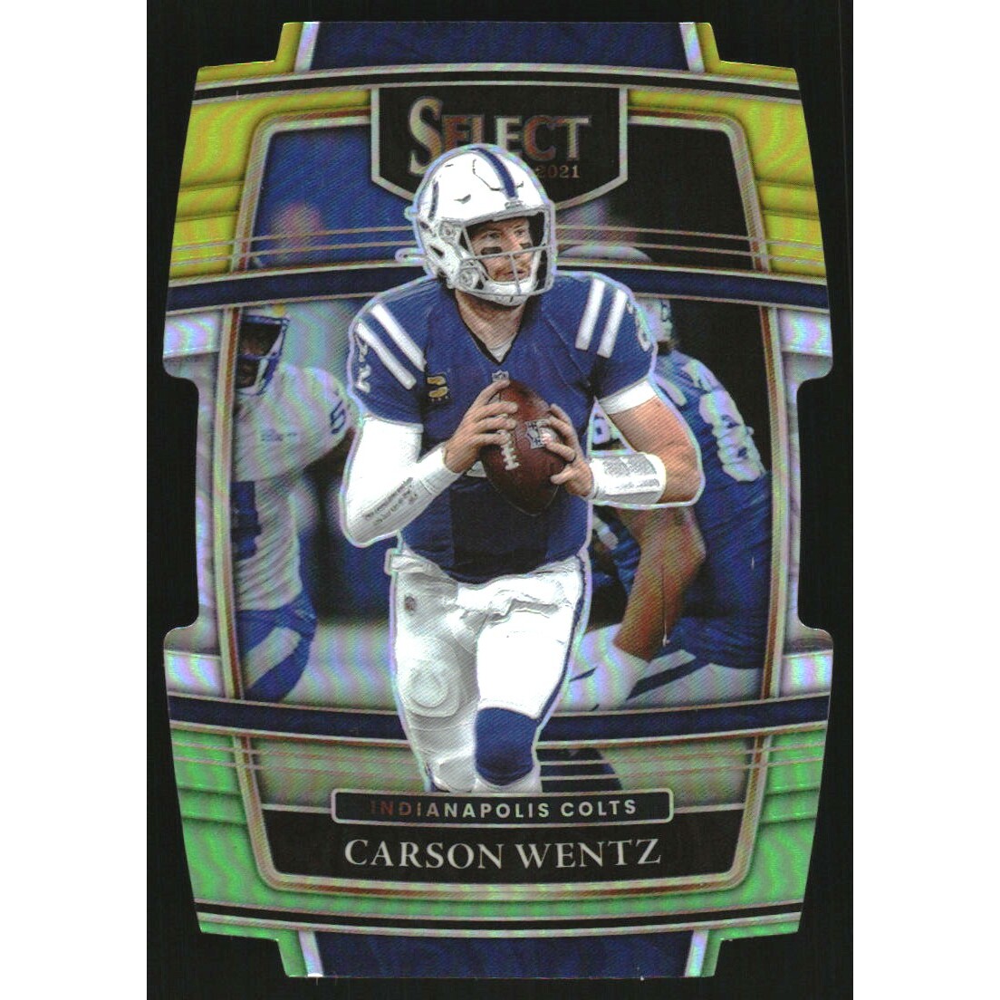 2021 Select Prizm Green and Yellow Die Cut #16 Carson Wentz 2021 Select Prizm Green and Yellow Die Cut #16 Carson Wentz