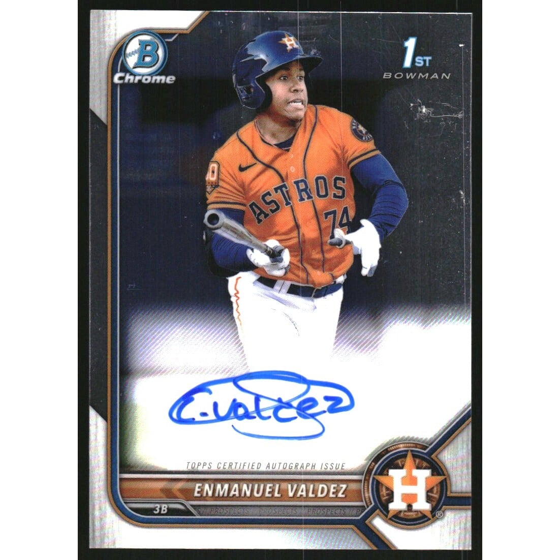 2022 Bowman Chrome Prospect Autographs #CPAEV Enmanuel Valdez. rookie card picture
