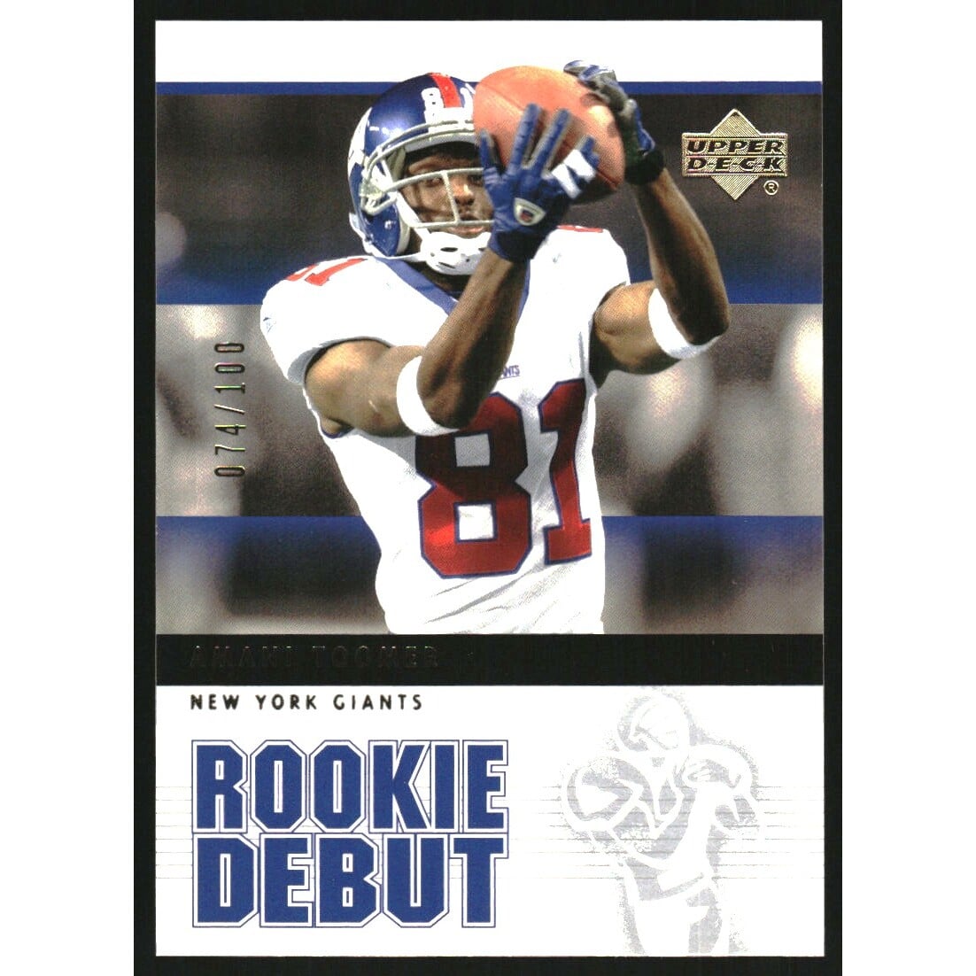 2005 Upper Deck Rookie Debut Gold 100 #66 Amani Toomer. rookie card picture