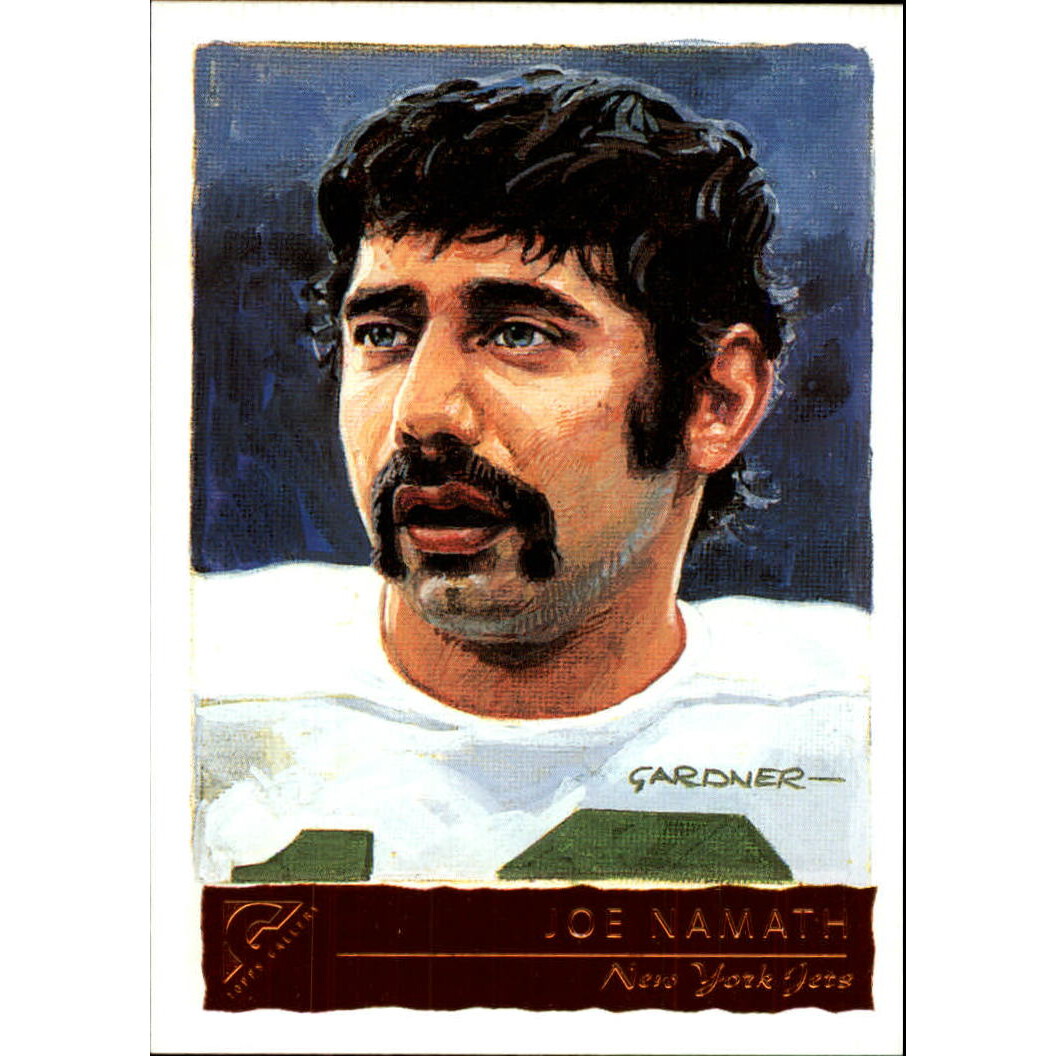 2001 Topps Gallery #145A Joe Namath HTA/(pictured in a Jets jersey). rookie card picture