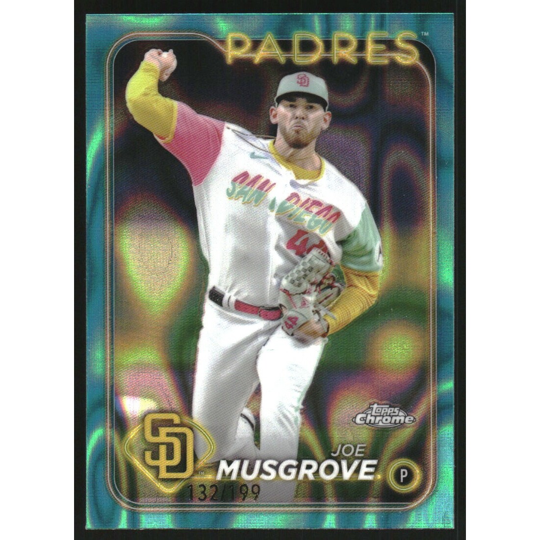 2024 Topps Chrome Aqua Lava Refractors #192 Joe Musgrove. rookie card picture