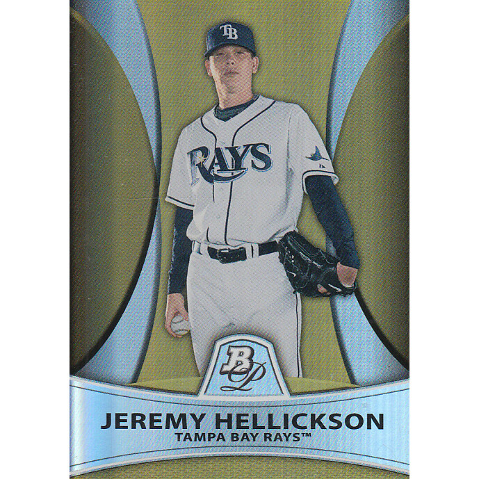 2010 Bowman Platinum Prospects Gold Refractors Thick Stock #PP3 Jeremy Hellickson. rookie card picture