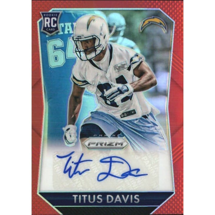 2015 Panini Prizm Rookie Autographs Prizms Red #RSTD Titus Davis/299. rookie card picture