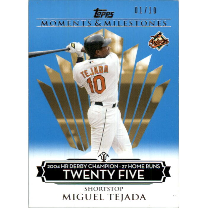 2008 Topps Moments and Milestones Blue #67-25 Miguel Tejada. rookie card picture