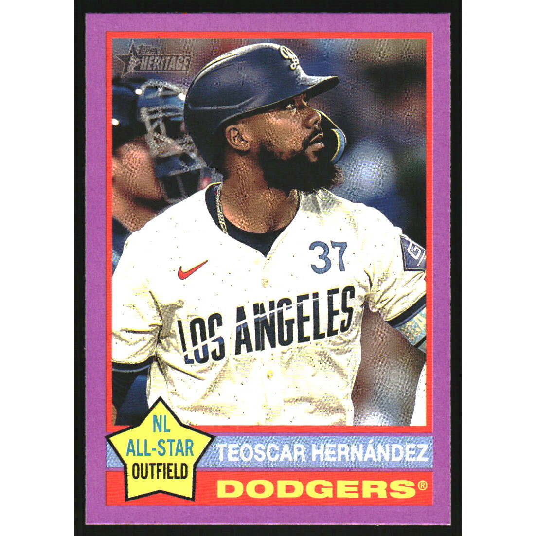 2025 Topps Heritage Purple Border #395 Teoscar Hernandez. rookie card picture