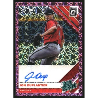 2019 Donruss Optic Rated Prospects Signatures Pink Velocity #8 Jon Duplantier