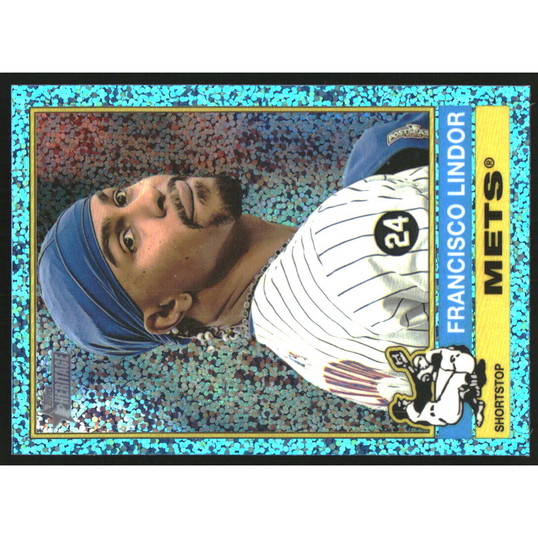 2025 Topps Heritage Chrome Light Blue Sparkle Refractors #229 Francisco Lindor. rookie card picture
