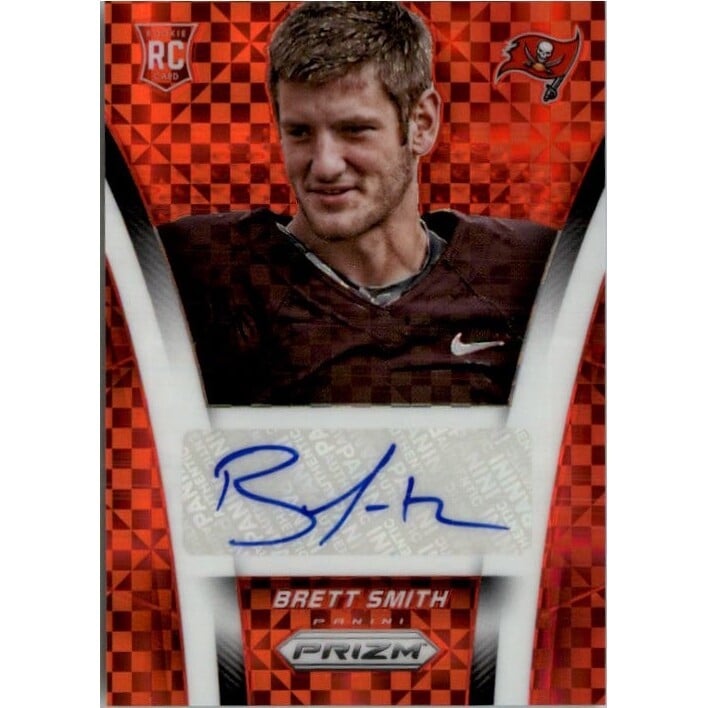 2014 Panini Prizm Rookie Autographs Prizms Red Power #ARBS2 Brett Smith/125. rookie card picture