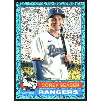 2025 Topps Heritage Chrome Light Blue Sparkle Refractors #412 Corey Seager