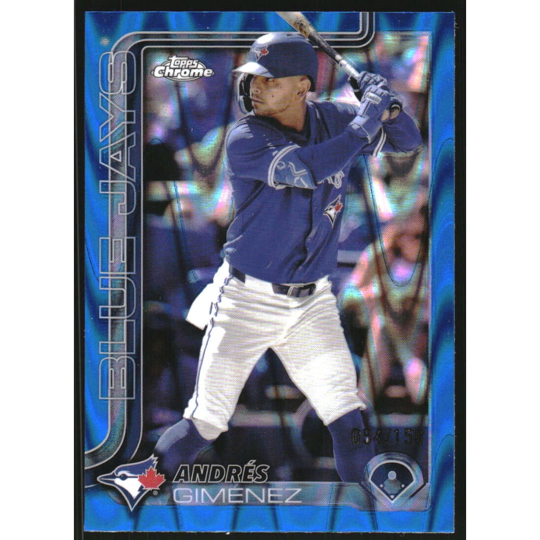 2025 Topps Chrome Blue RayWave Refractors #70 Andres Gimenez. rookie card picture