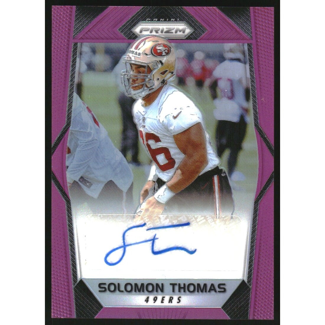 2017 Panini Prizm Rookie Autographs Prizms Pink #RAST Solomon Thomas. rookie card picture