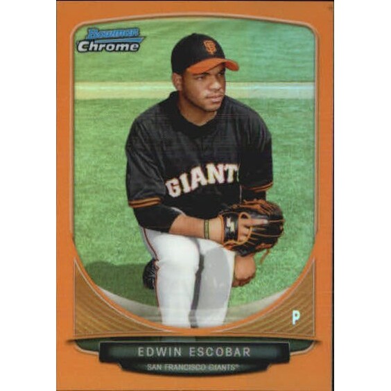 2013 Bowman Chrome Mini Orange Refractors #9 Edwin Escobar. rookie card picture
