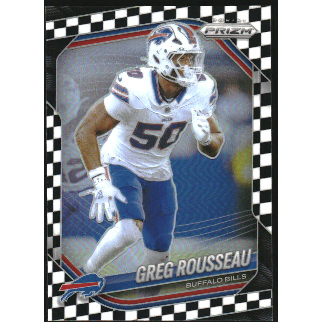 2025 Panini Prizm Prizms Black and White Checker #9 Greg Rousseau