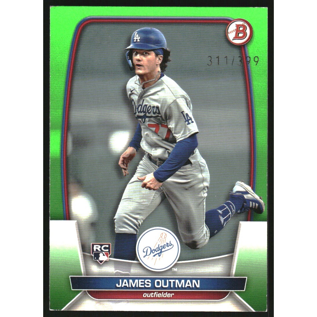 2023 Bowman Neon Green #13 James Outman. rookie card picture