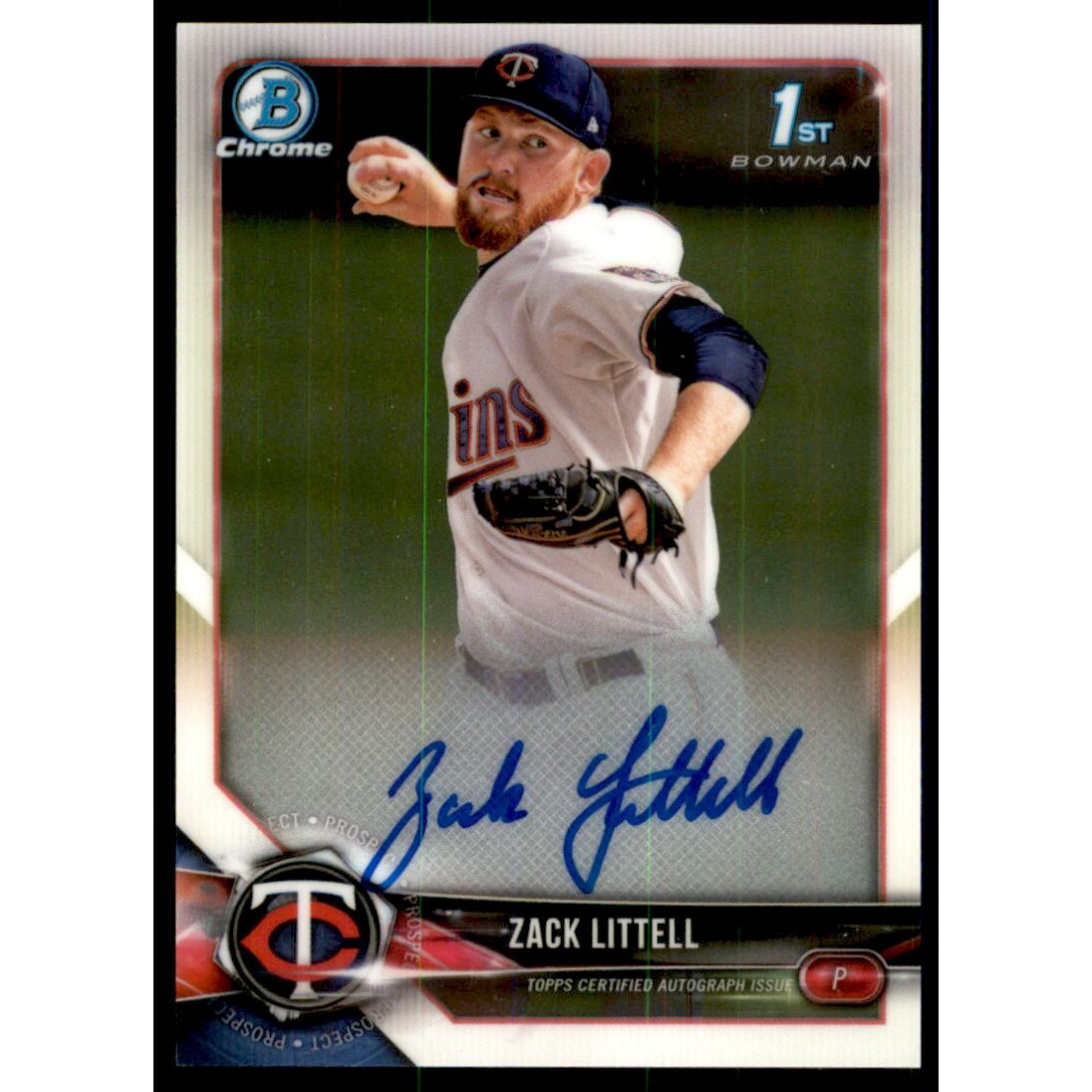 2018 Bowman Chrome Prospect Autographs #CPAZL Zack Littell. rookie card picture