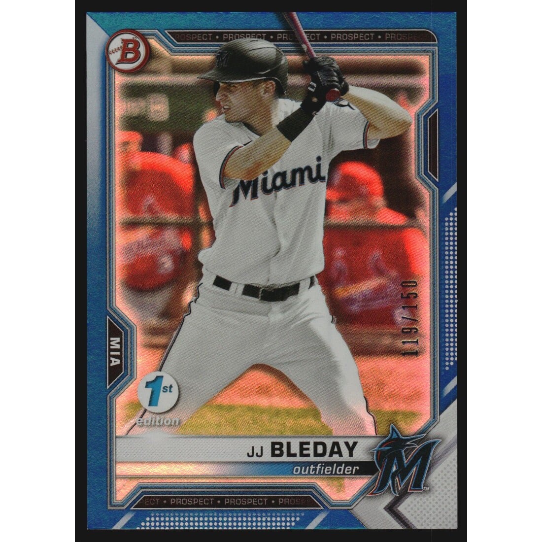 2021 Bowman Draft 1st Edition Blue Foil #BD17 JJ Bleday. rookie card picture
