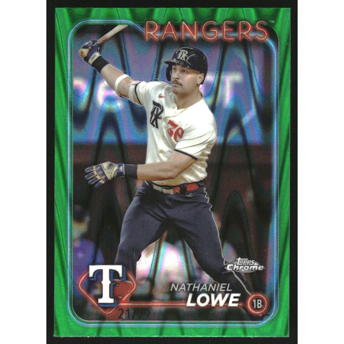 2024 Topps Chrome Green RayWave Refractors #252 Nathaniel Lowe. rookie card picture