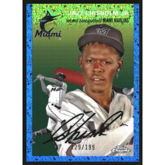 2023 Topps Chrome Platinum Anniversary Blue Mini-Diamond Refractors #282 Jazz Chisholm Jr.