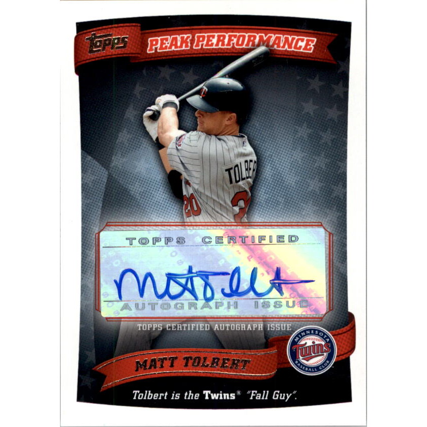 2010 Topps Peak Performance Autographs #MT Matt Tolbert. rookie card picture