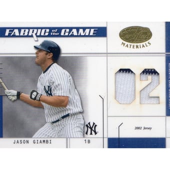 2003 Leaf Certified Materials Fabric of the Game #90JY Jason Giambi Yanks JY/102