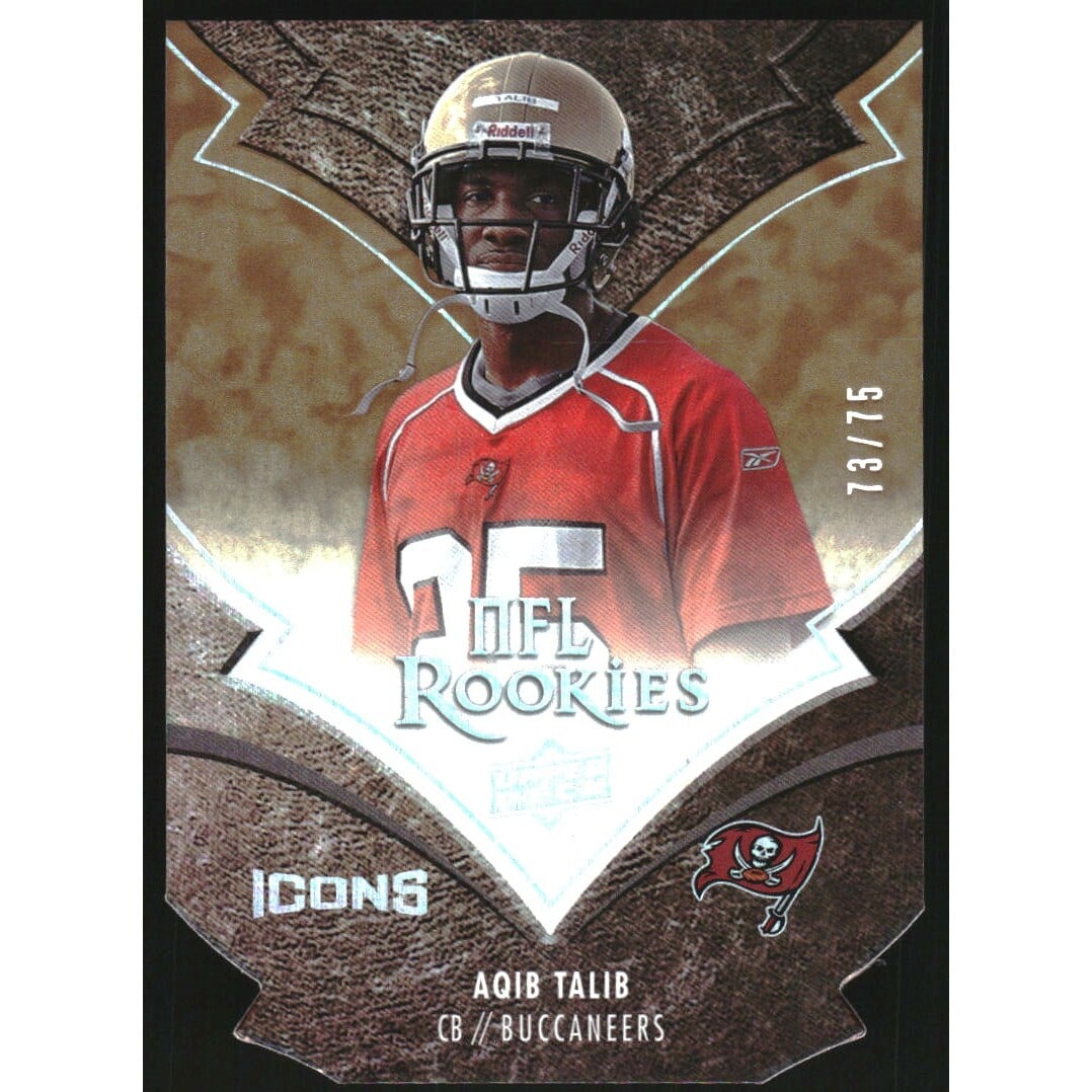 2008 Upper Deck Icons Gold Die Cut #108 Aqib Talib. rookie card picture
