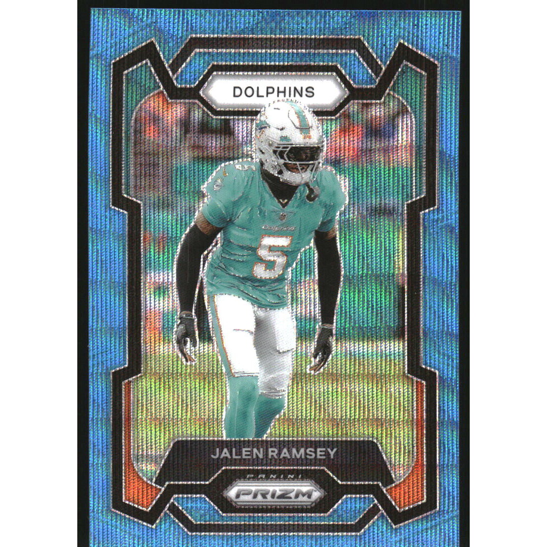 2023 Panini Prizm Prizms Blue Wave #184 Jalen Ramsey. rookie card picture