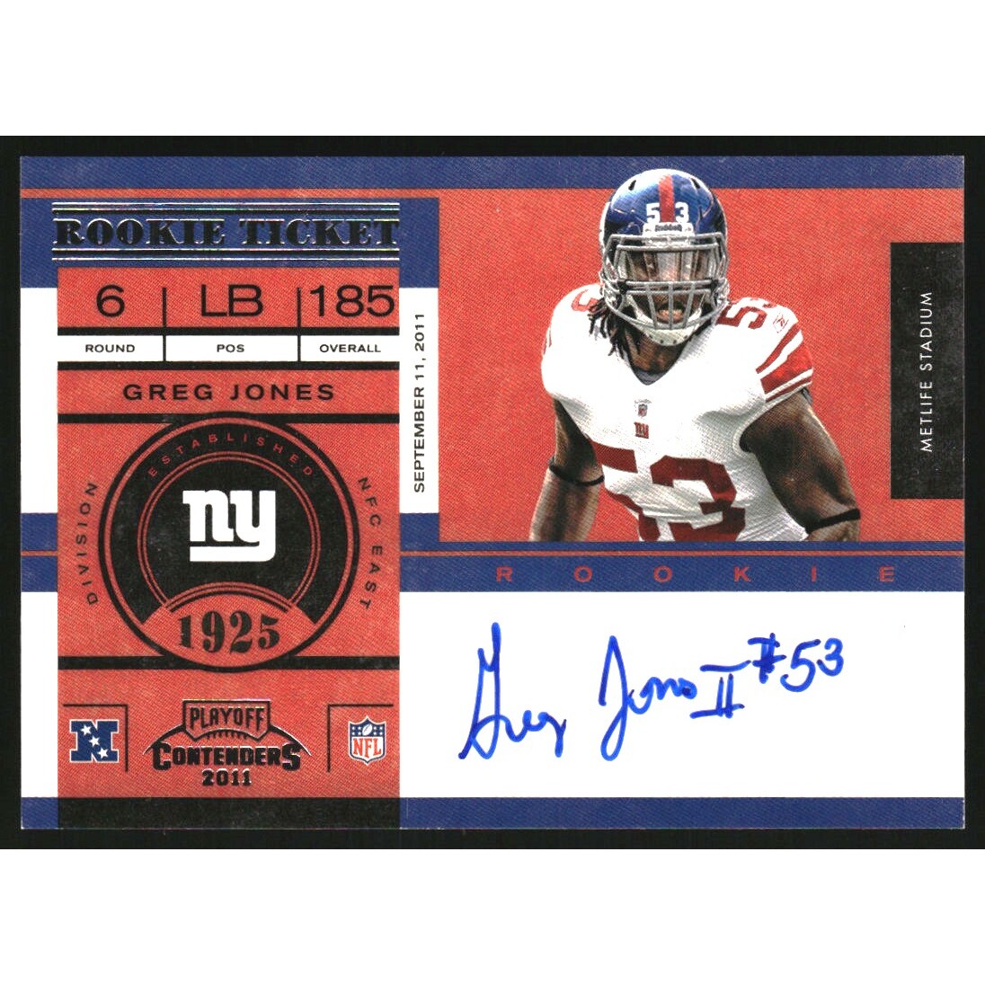 2011 Playoff Contenders #134 Greg Jones AU RC