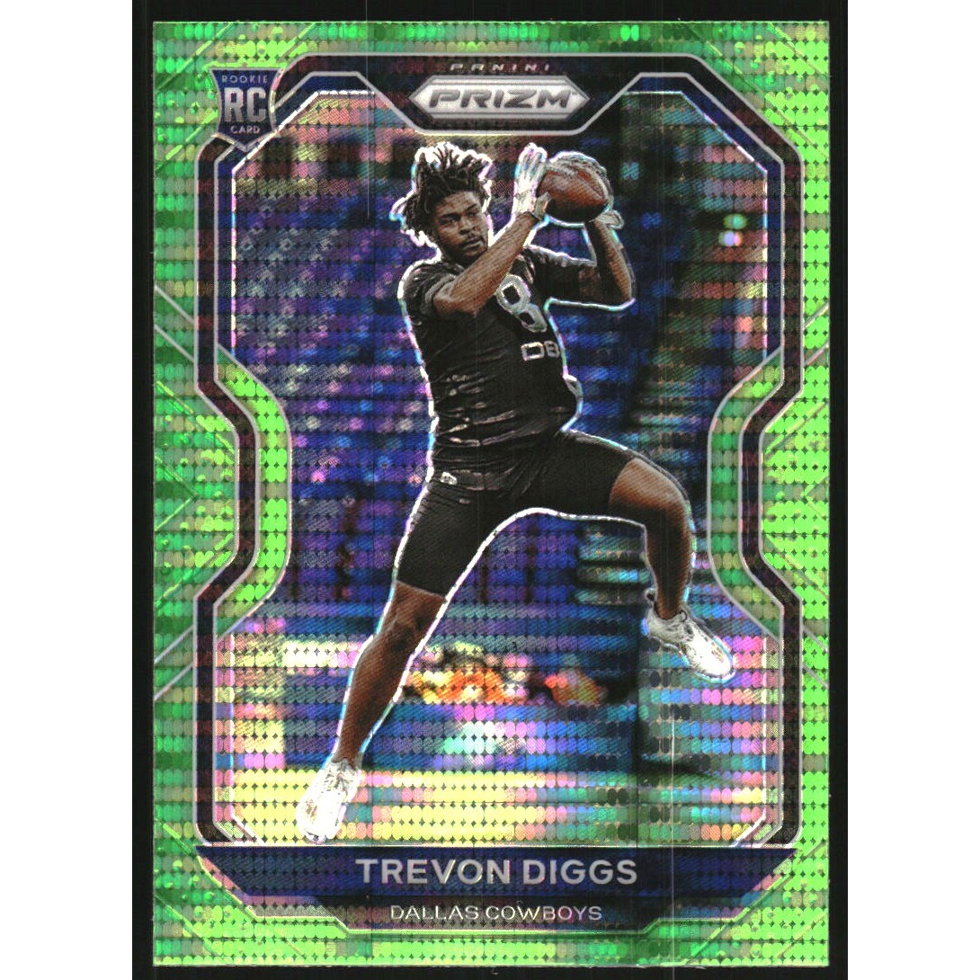 2020 Panini Prizm Prizms Neon Green Pulsar #335 Trevon Diggs. rookie card picture