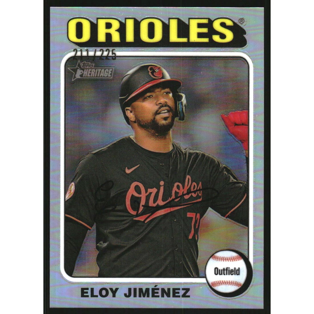 2024 Topps Heritage Chrome Silver Refractors #708 Eloy Jimenez HN/225. rookie card picture