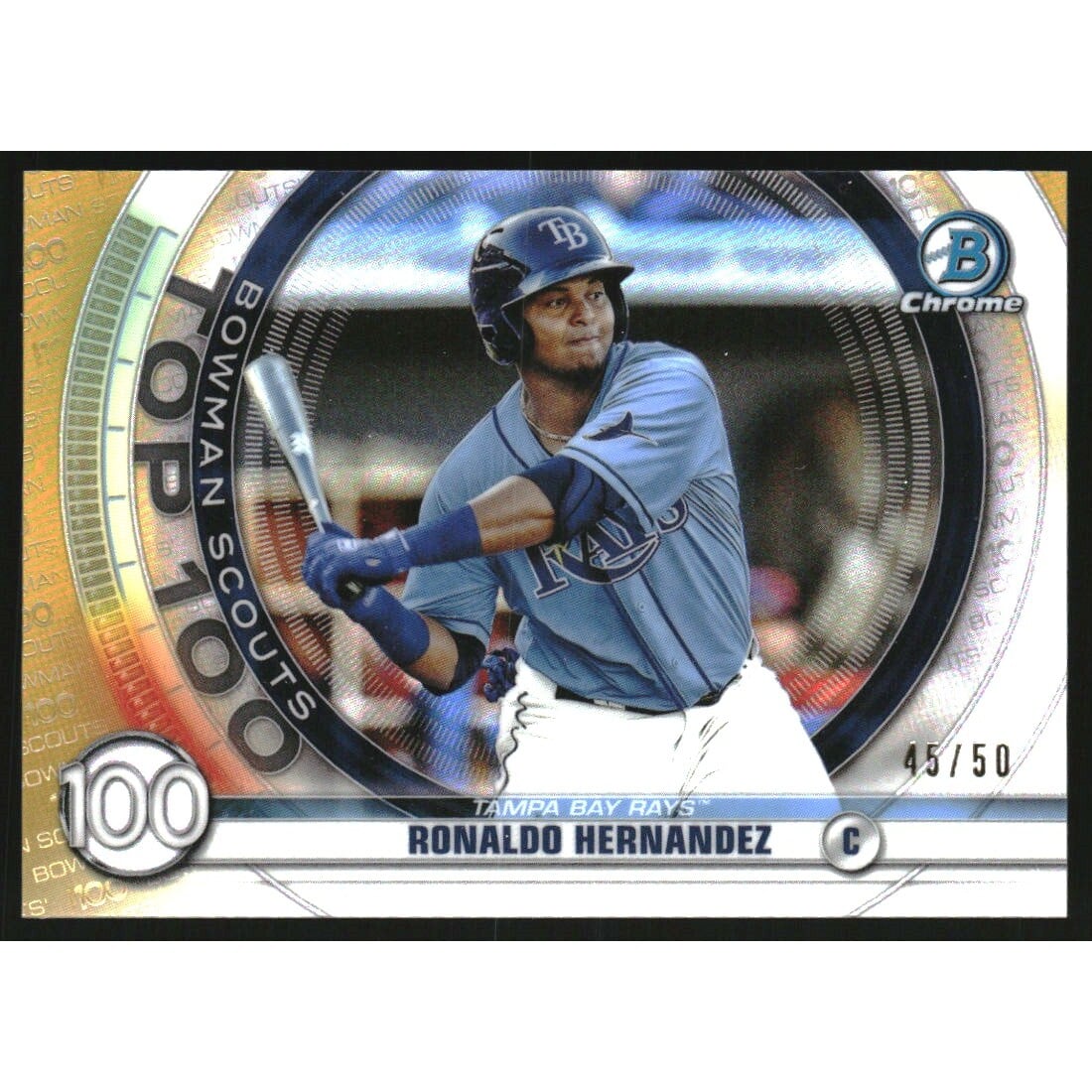 2020 Bowman Chrome Scouts Top 100 Gold Refractors #BTP100 Ronaldo Hernandez. rookie card picture