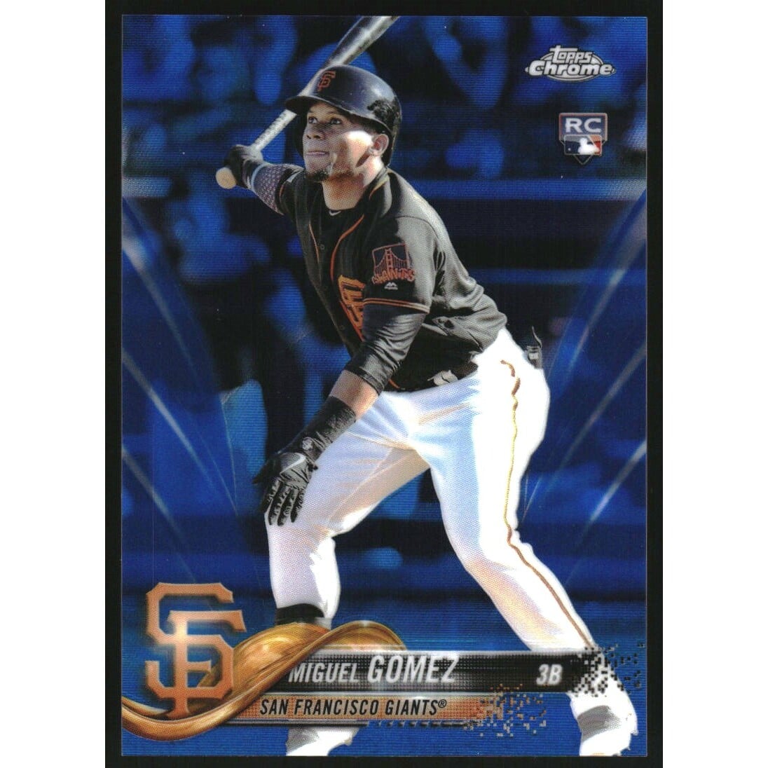 2018 Topps Chrome Blue Refractors #13 Miguel Gomez. rookie card picture