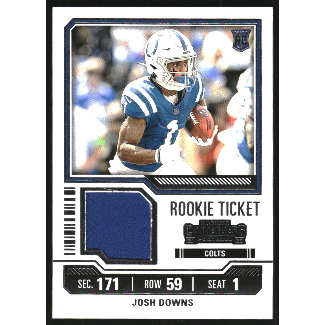 2023 Panini Contenders Rookie Ticket Swatches #21 Josh Downs. rookie card picture