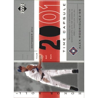 2002 Upper Deck Honor Roll Time Capsule Game Jersey #TCAR4 Alex Rodriguez 01