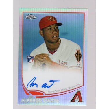 2013 Topps Chrome Rookie Autographs Refractors #189 Alfredo Marte. rookie card picture
