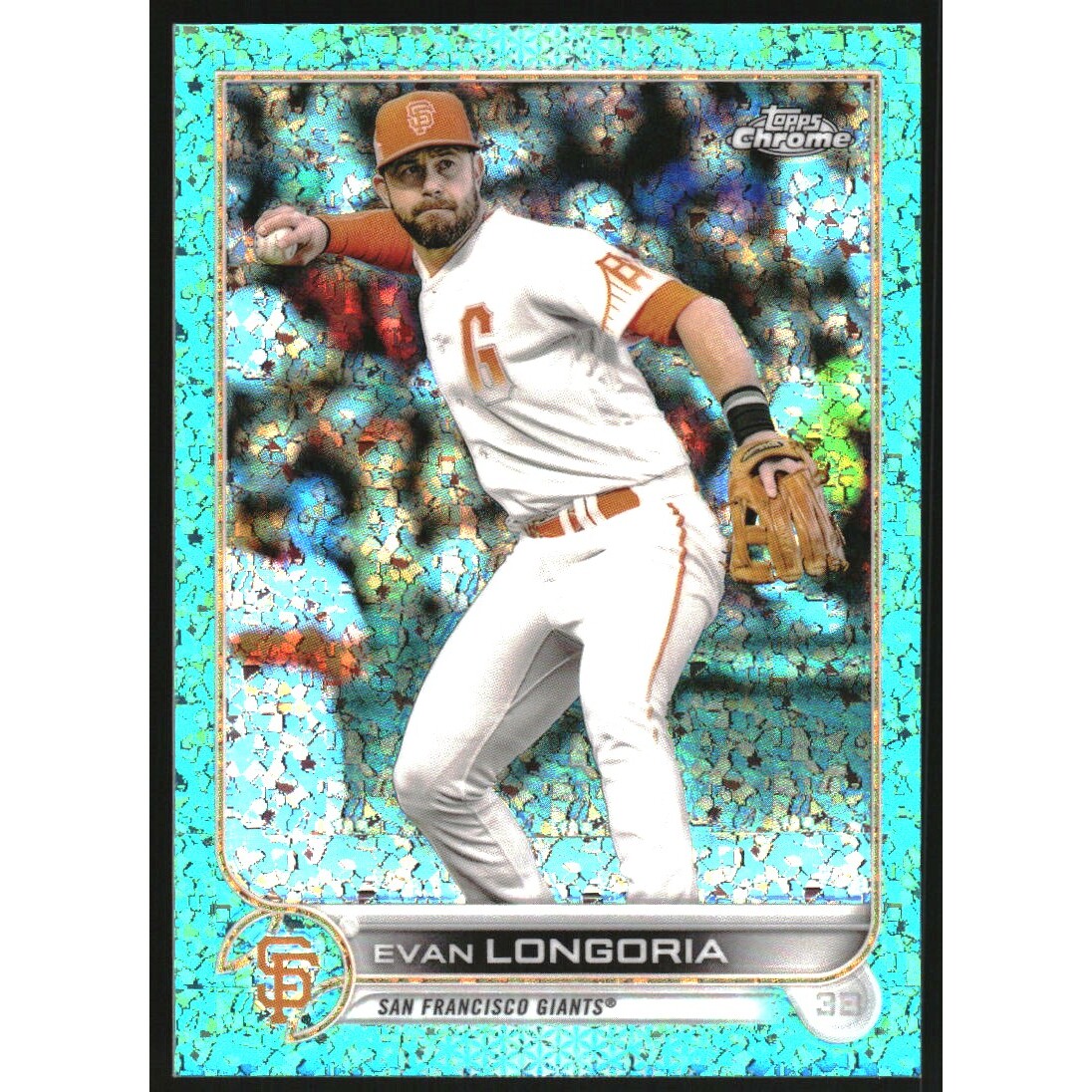 2022 Topps Chrome Aqua Mini-Diamond Refractors #54 Evan Longoria. rookie card picture