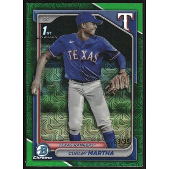 2024 Bowman Chrome Mega Box Prospects Green Refractors #BCP168 Curley Martha