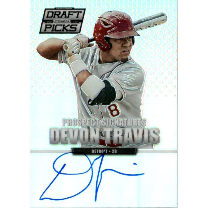 2013 Panini Prizm Perennial Draft Picks Prospect Signatures Prizms #98 Devon Travis. rookie card picture
