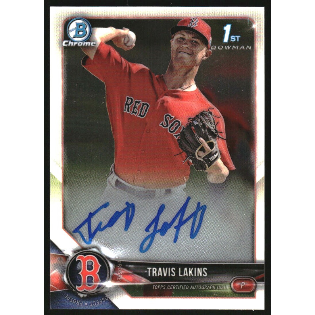 2018 Bowman Chrome Prospect Autographs #CPATL Travis Lakins. rookie card picture