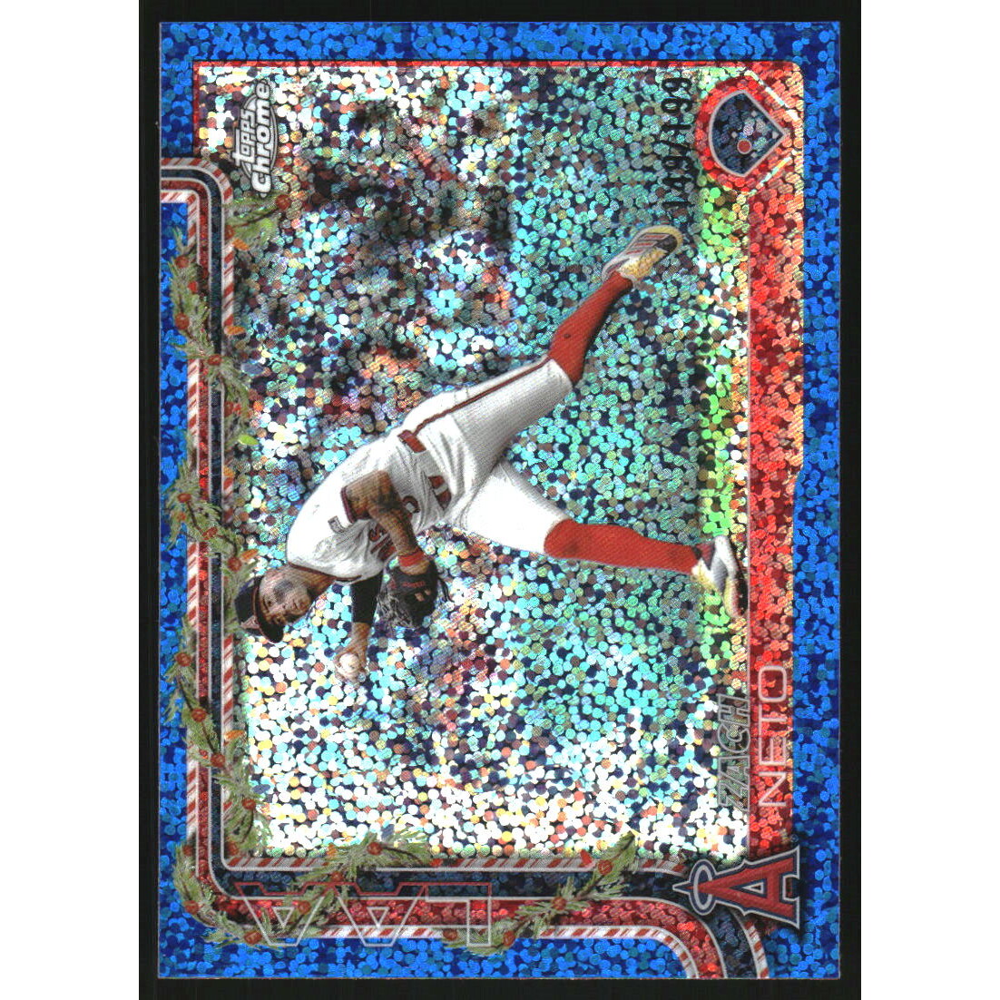 2025 Topps Holiday Chrome Blue Sparkle Refractors #HC149 Zach Neto