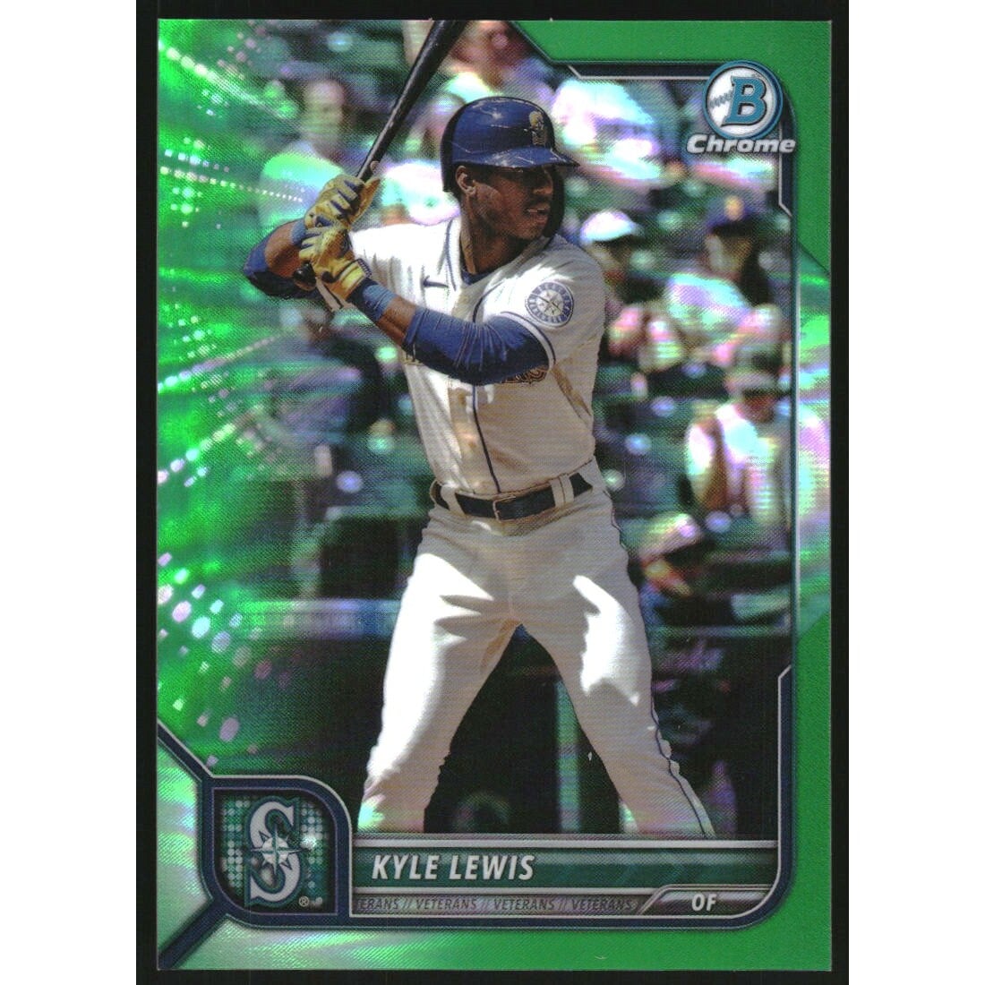 2022 Bowman Chrome Green Refractors #21 Kyle Lewis. rookie card picture