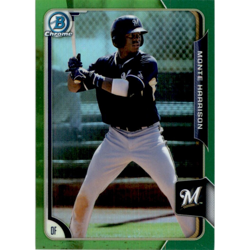 2015 Bowman Chrome Prospects Green Refractors #BCP206 Monte Harrison. rookie card picture