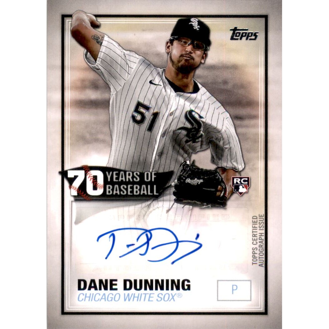 2021 Topps 70 Years of Baseball Autographs #70YADD Dane Dunning. rookie card picture