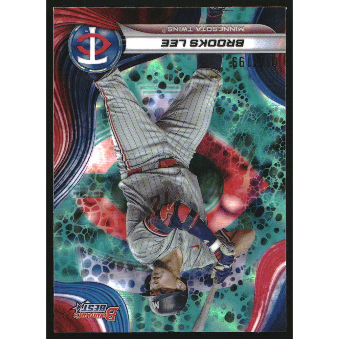 2024 Bowman's Best Top Prospects Aqua Lava Refractors #TP12 Brooks Lee. rookie card picture