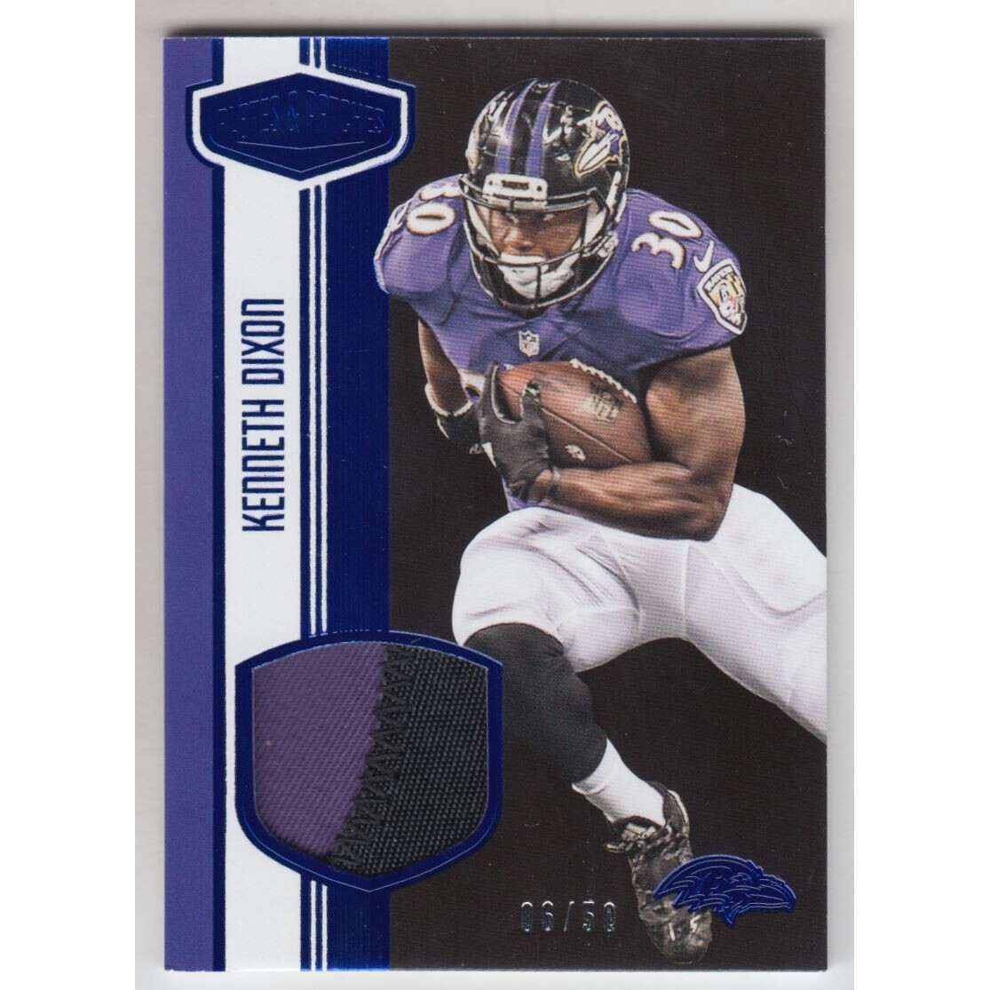 2016 Panini Plates and Patches Rookie Patches Blue #24 Kenneth Dixon. rookie card picture
