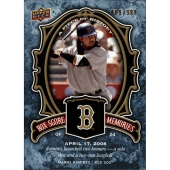 2009 UD A Piece of History Box Score Memories Jersey #BSMMR Manny Ramirez