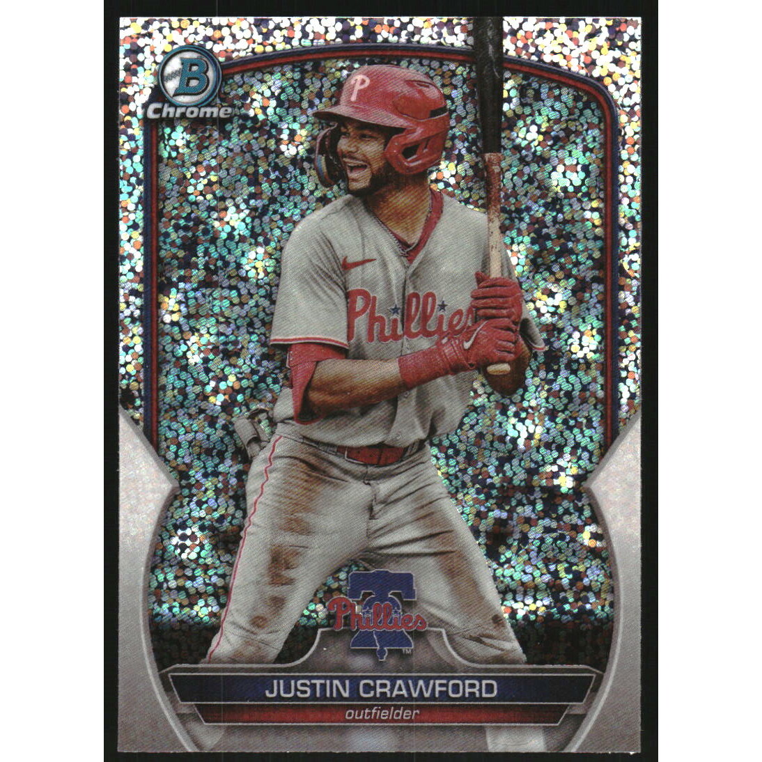 2023 Bowman Chrome Draft Sparkle Refractors #BDC71 Justin Crawford. rookie card picture